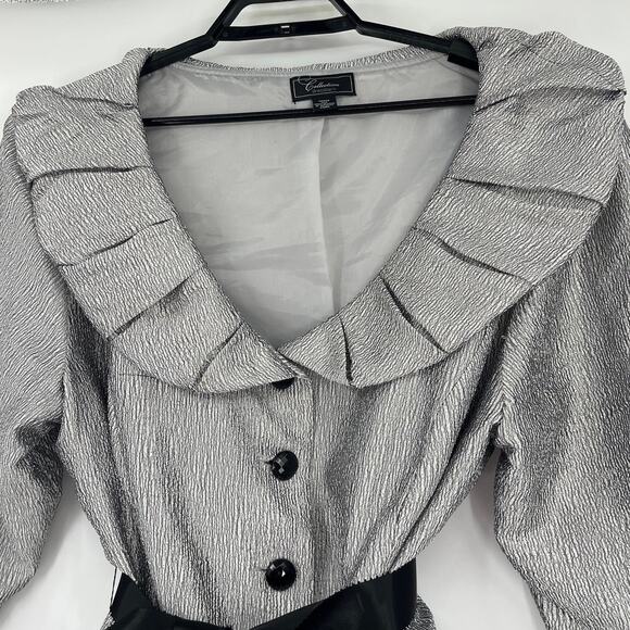 Dressbarn Collection Ruffle Collar Cocktail Womens Jacket Sz 20W Retro Glam Belt - Picture 2 of 13